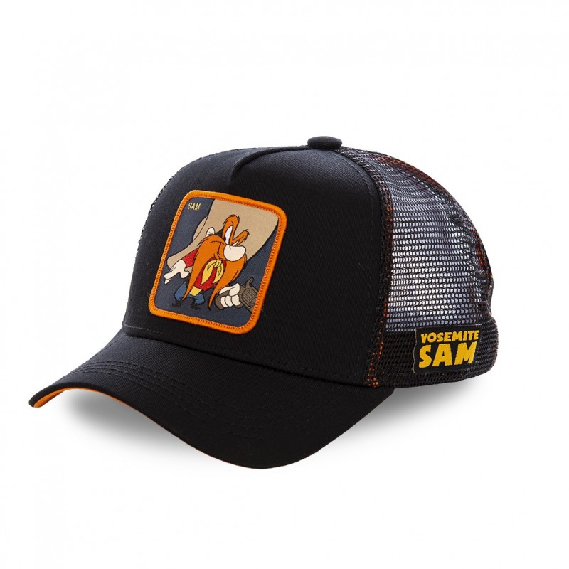Men's Capslab Looney Tunes Yosemite Sam Black Trucker Cap Capslab - 1