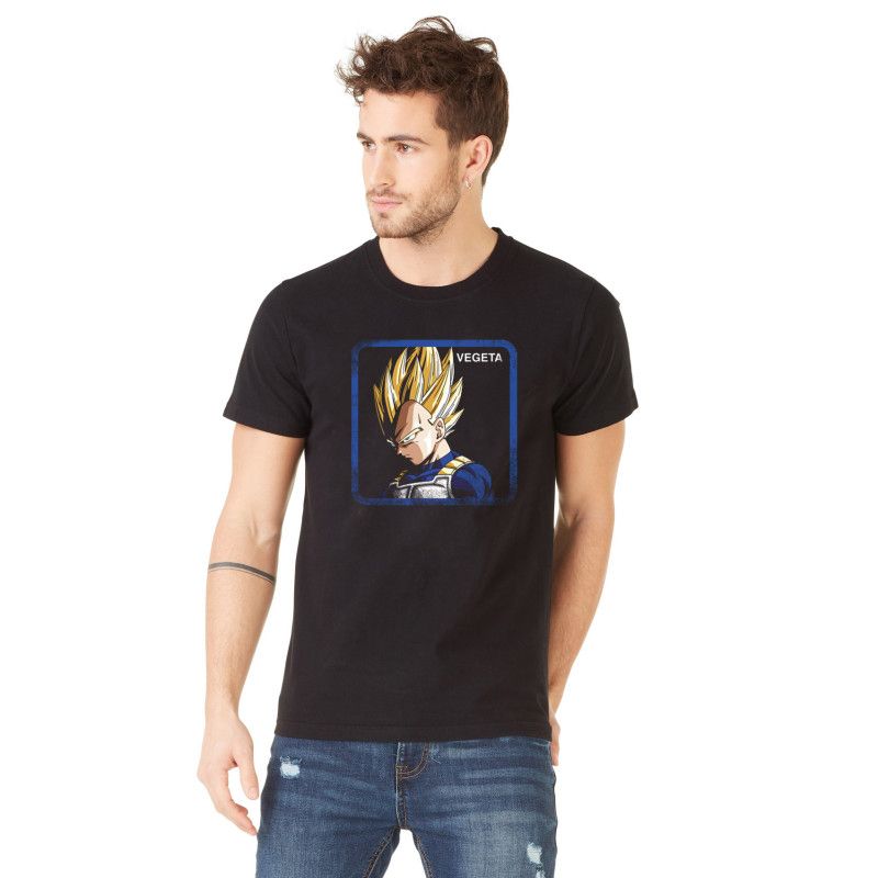 T-Shirt Capslab homme Dragon Ball Z Vegeta Saiyan Noir Capslab - 1