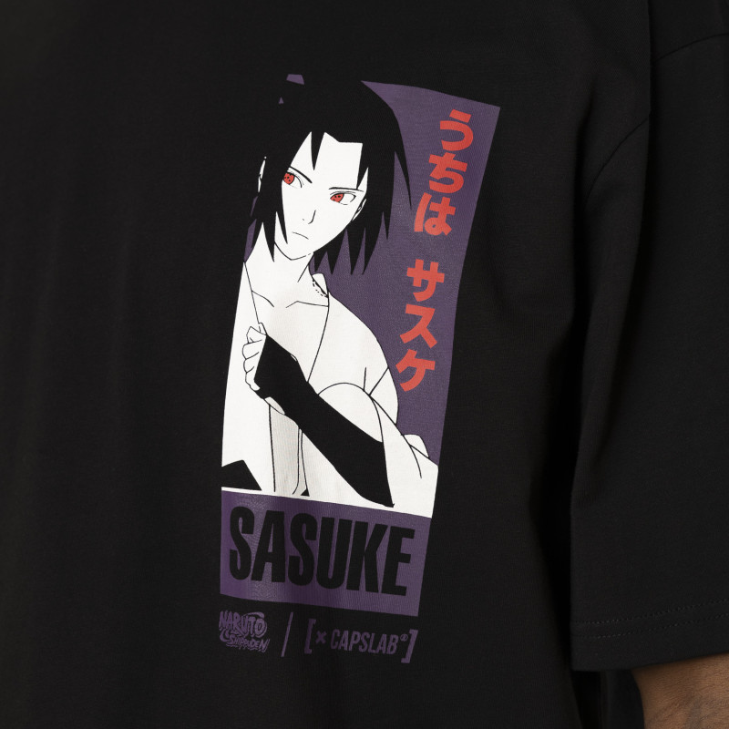 T-shirt en coton homme relax fit avec print Naruto Shippuden Sasuke Capslab - 2