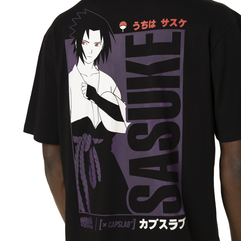 T-shirt en coton homme relax fit avec print Naruto Shippuden Sasuke Capslab - 4