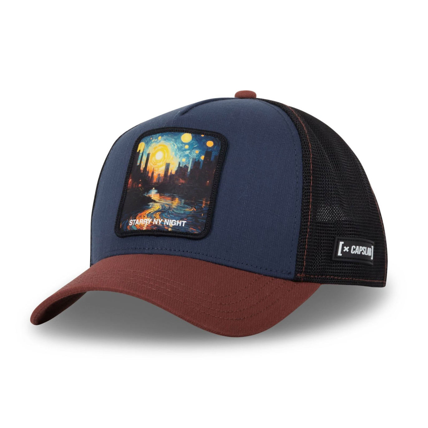 Casquette Trucker Snapback Bleue Effet Bambou - Capslab