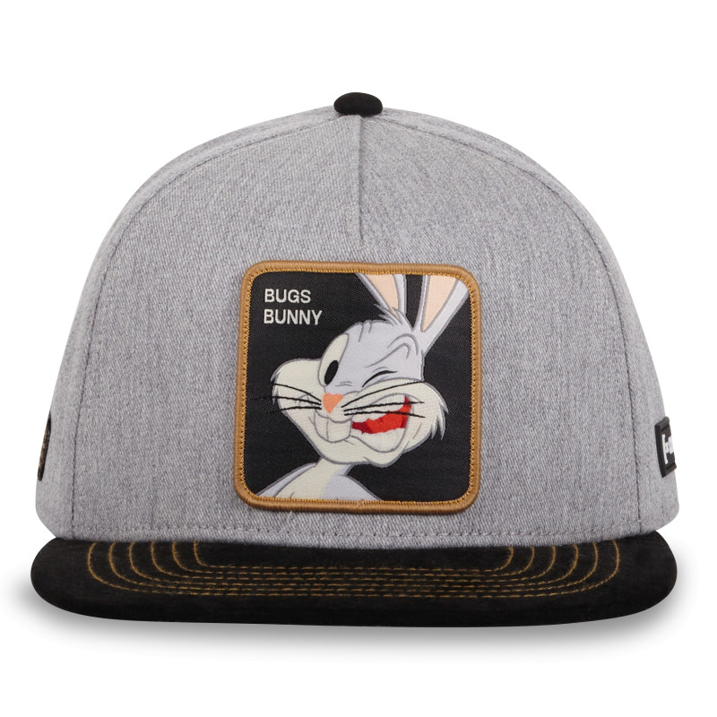 Casquette Fitted Visière Plate Looney Tunes Bugs Bunny Snapback - Grise - Capslab