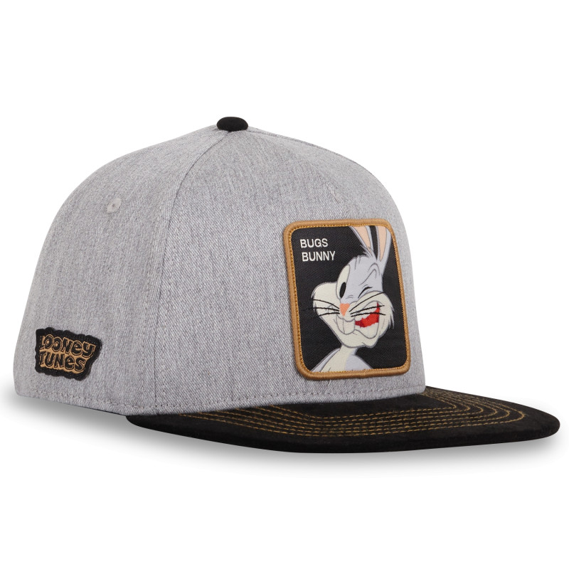 Casquette Fitted Visière Plate Looney Tunes Bugs Bunny Snapback - Grise - Capslab