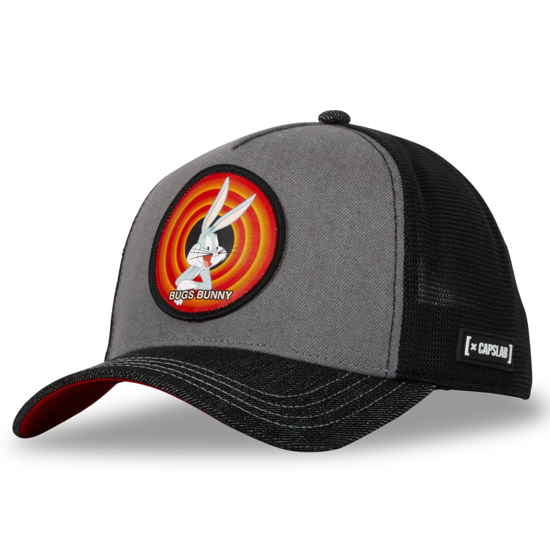 Casquette Trucker Looney Tunes Bugs Bunny Snapback Effet Denim - Noire - Capslab