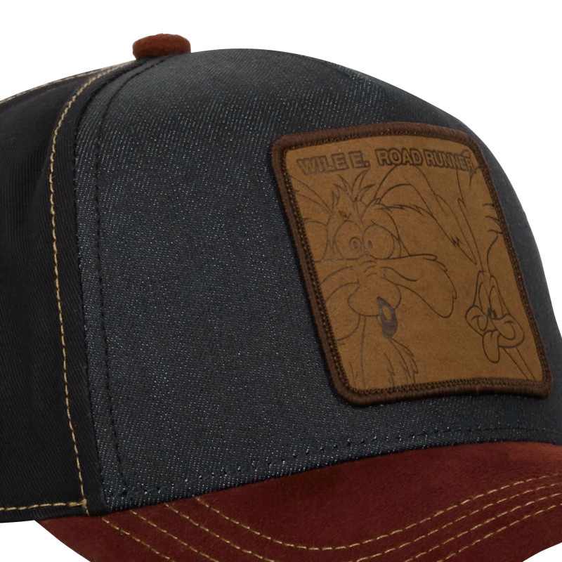 Casquette Trucker Denim et Suedine Looney Tunes Coyote, Bip Bip Snapback - Bleue - Capslab