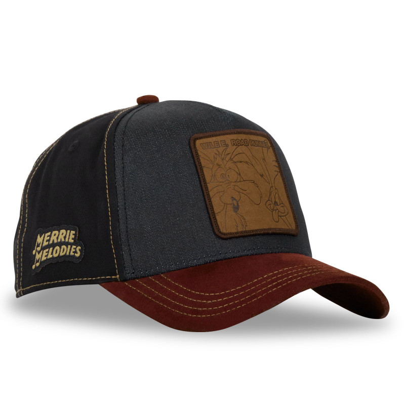 Casquette Trucker Denim et Suedine Looney Tunes Coyote, Bip Bip Snapback - Bleue - Capslab