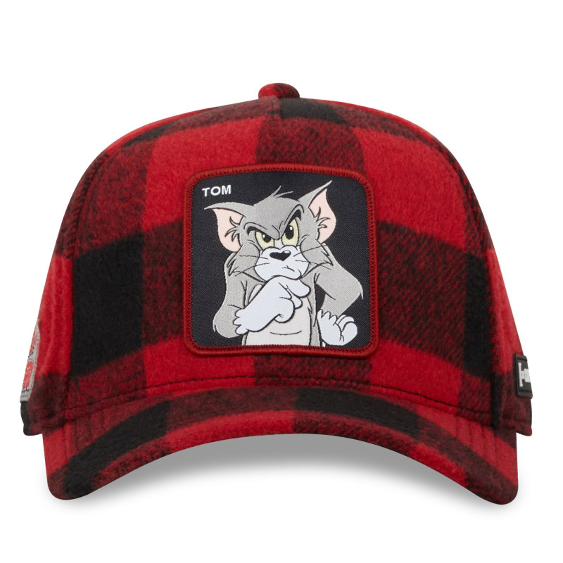 Casquette Trucker Tom Et Jerry Snapback à carreaux Rouge, Noir - Capslab