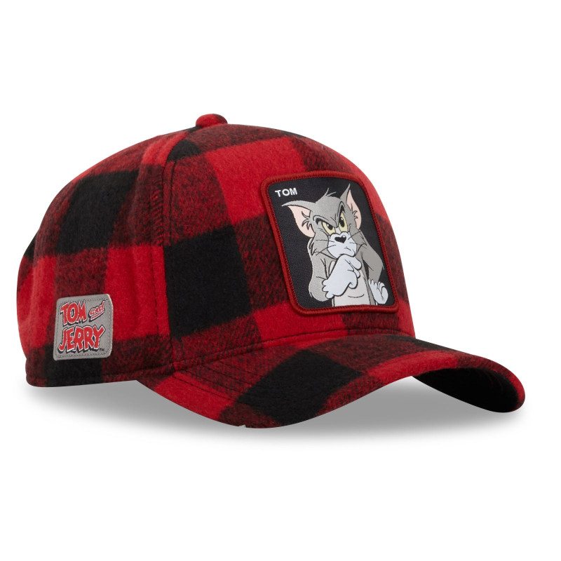 Casquette Trucker Tom Et Jerry Snapback à carreaux Rouge, Noir - Capslab