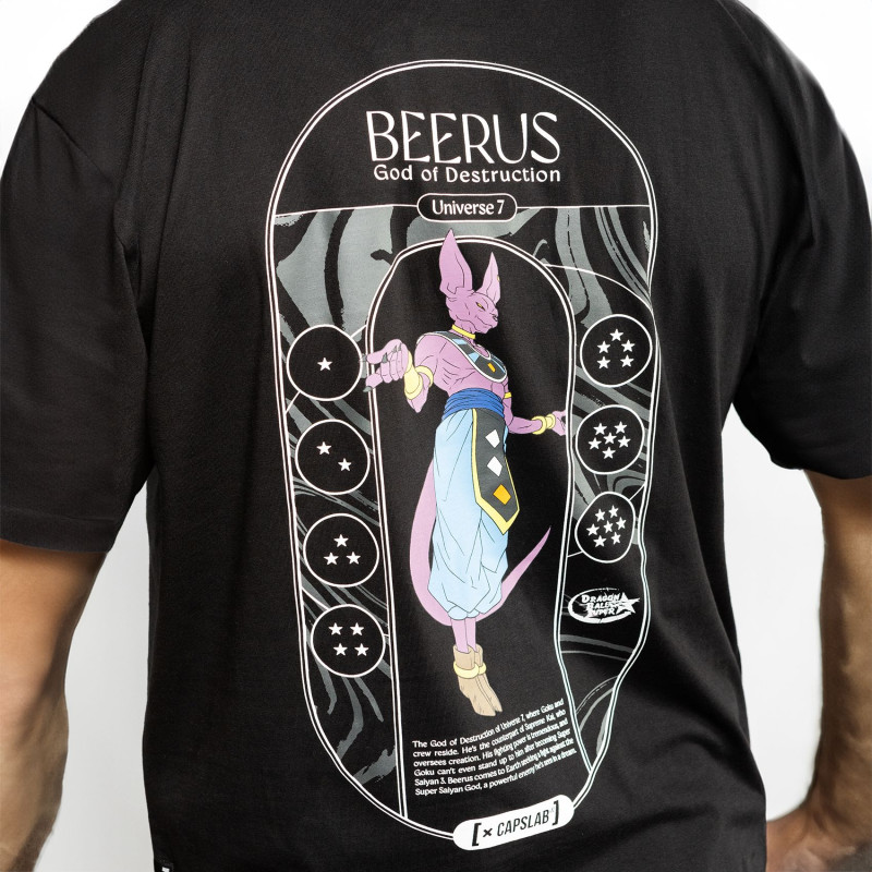 T-shirt Noir Dragon Ball Super Beerus homme coupe Oversize Capslab