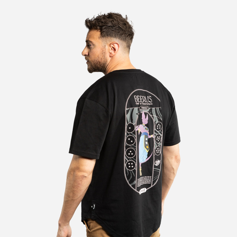 T-shirt Noir Dragon Ball Super Beerus homme coupe Oversize Capslab