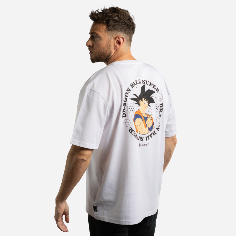 T-shirt Blanc Dragon Ball Super Goku homme coupe Relaxed fit Capslab