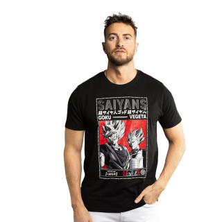 T-shirt Noir Dragon Ball Super Goku, Vegeta homme coupe Regular Capslab