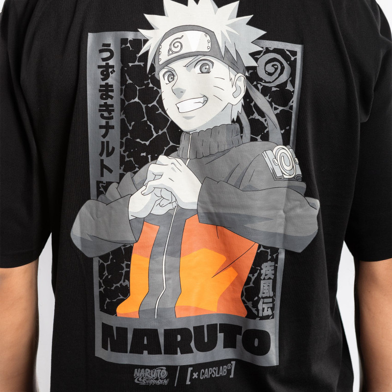 T-shirt Noir Naruto Shippuden homme coupe Relaxed fit Capslab