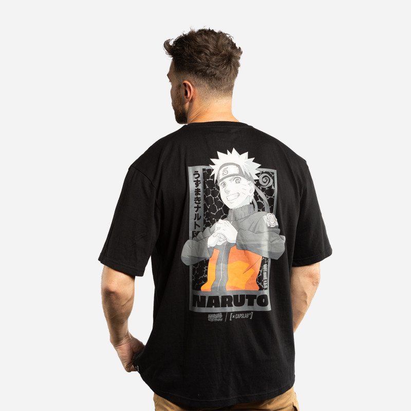 T-shirt Noir Naruto Shippuden homme coupe Relaxed fit Capslab