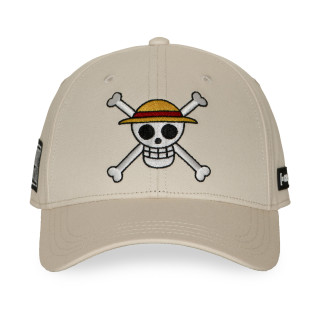 Casquette Baseball One Piece Jolly Roger Snapback Beige - Capslab