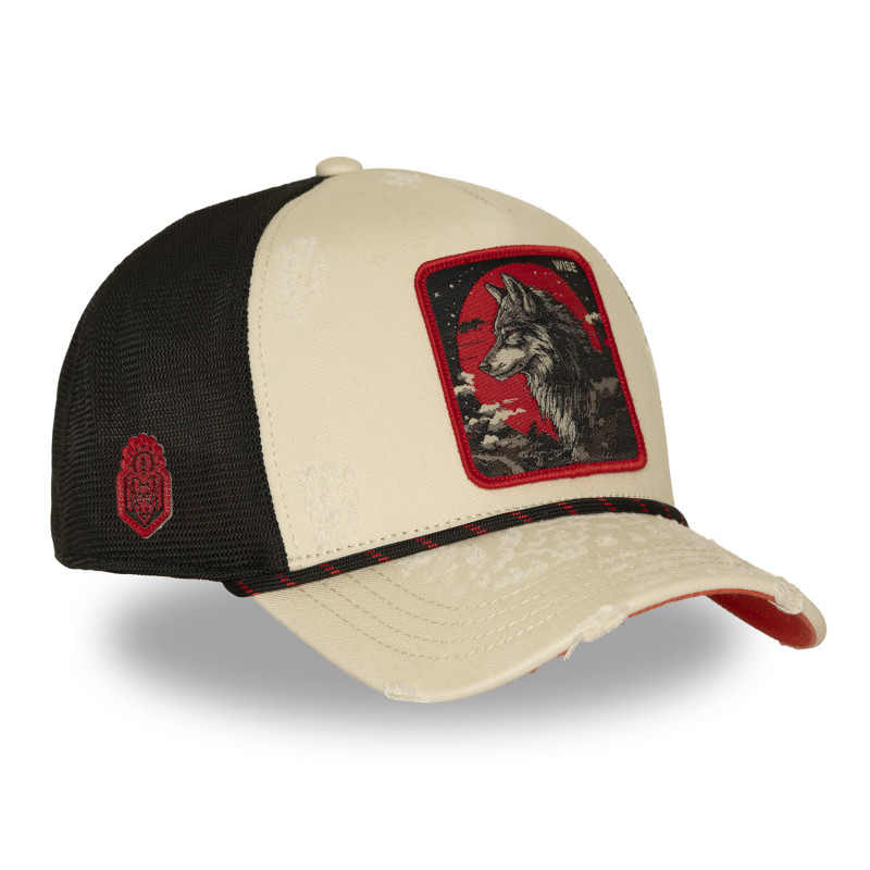Casquette trucker premium avec filet et patch Wise Wolf